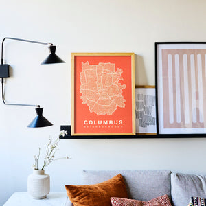 Columbus Neighborhood Map Poster, Columbus City Map Art Print
