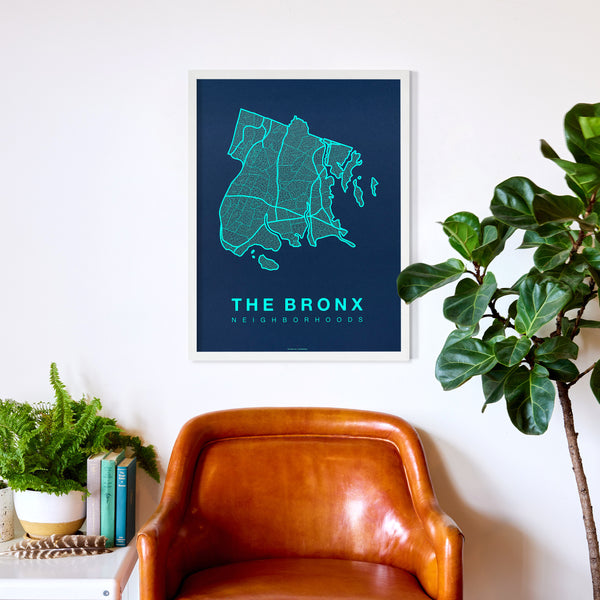The Bronx Neighborhood Map Poster, The Bronx City Map Art Print