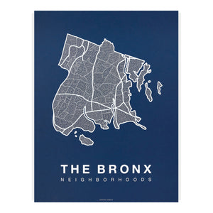 The Bronx Neighborhood Map Poster, The Bronx City Map Art Print