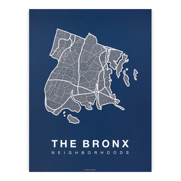 The Bronx Neighborhood Map Poster, The Bronx City Map Art Print