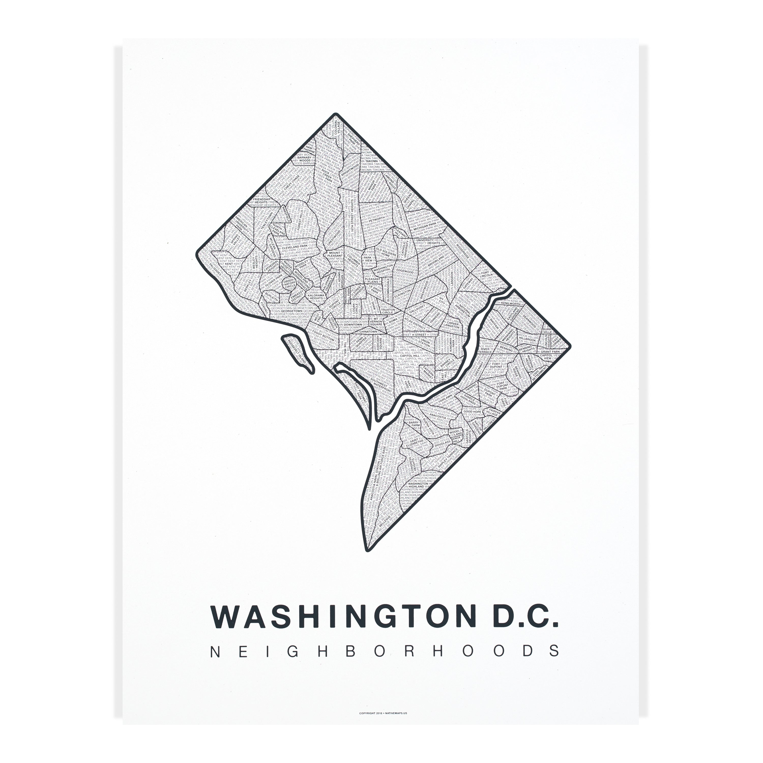Washington D.C. Neighborhood Map Poster by Native Maps
