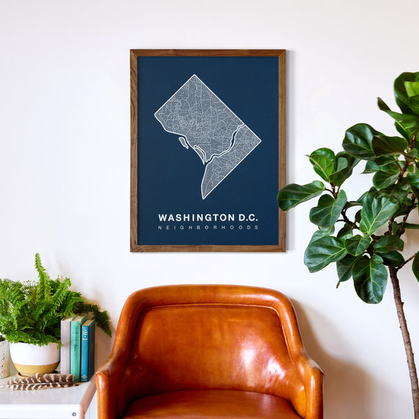 Washington D.C. Neighborhood Map Poster, Washington D.C. City Map Art Print