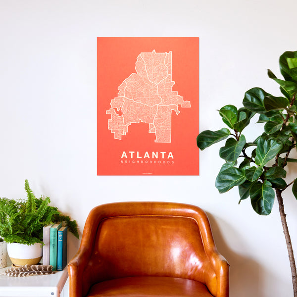 Atlanta Neighborhood Map Poster, Atlanta City Map Art Print