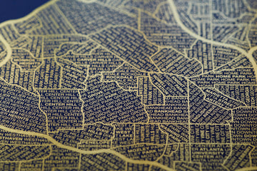 Custom Map Filled Foil Art Completely Custom Foil-Pressed Map Art