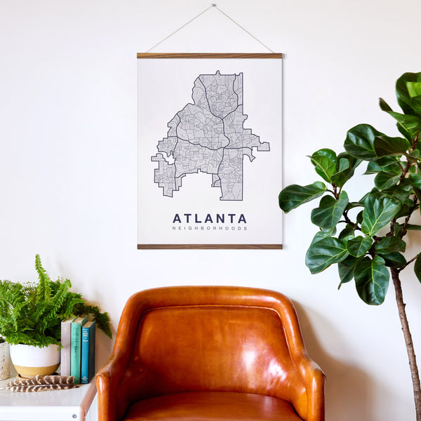Atlanta Neighborhood Map Poster, Atlanta City Map Art Print