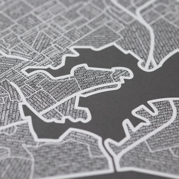 Baltimore Neighborhood Map Poster, Baltimore City Map Art Print