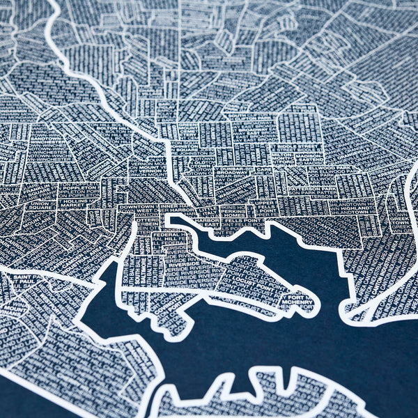 Baltimore Neighborhood Map Poster, Baltimore City Map Art Print