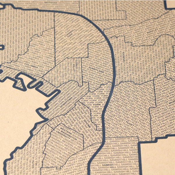 Bellingham Neighborhood Map Poster, Bellingham City Map Art Print