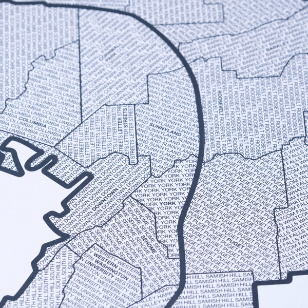 Bellingham Neighborhood Map Poster, Bellingham City Map Art Print