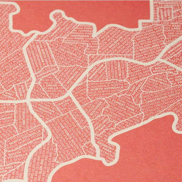 Birmingham Neighborhood Map Poster, Birmingham City Map Art Print