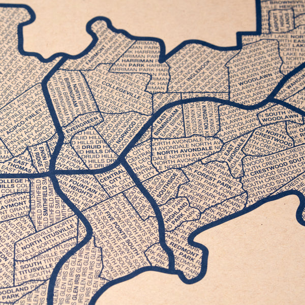Birmingham Neighborhood Map Poster, Birmingham City Map Art Print