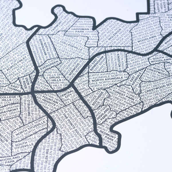 Birmingham Neighborhood Map Poster, Birmingham City Map Art Print