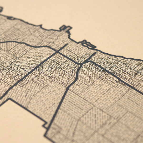 Chicago Neighborhood Map Poster, Chicago City Map Art Print