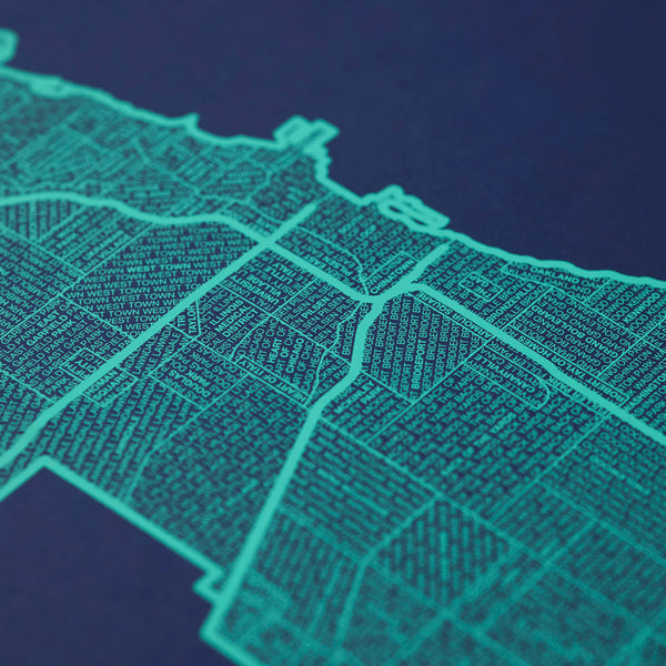 Chicago Neighborhood Map Poster, Chicago City Map Art Print