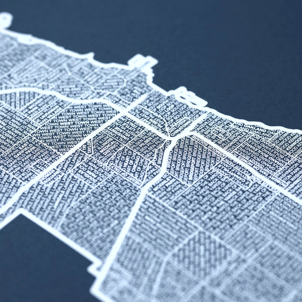 Chicago Neighborhood Map Poster, Chicago City Map Art Print