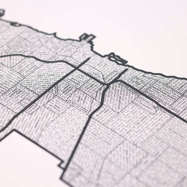Chicago Neighborhood Map Poster, Chicago City Map Art Print