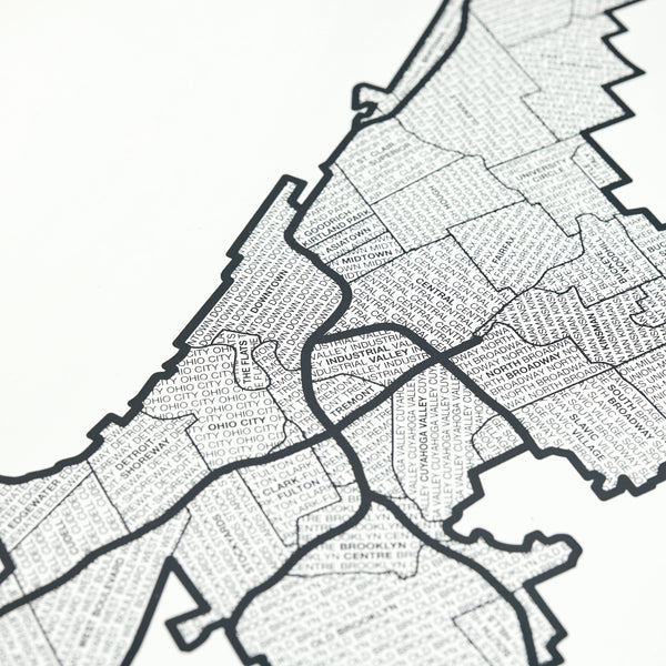 Cleveland Neighborhood Map Poster, Cleveland City Map Art Print