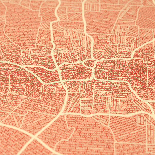 Columbus Neighborhood Map Poster, Columbus City Map Art Print