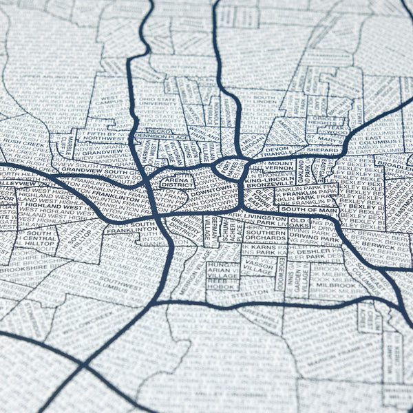 Columbus Neighborhood Map Poster, Columbus City Map Art Print