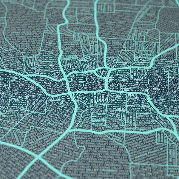 Columbus Neighborhood Map Poster, Columbus City Map Art Print
