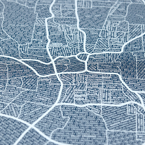 Columbus Neighborhood Map Poster, Columbus City Map Art Print