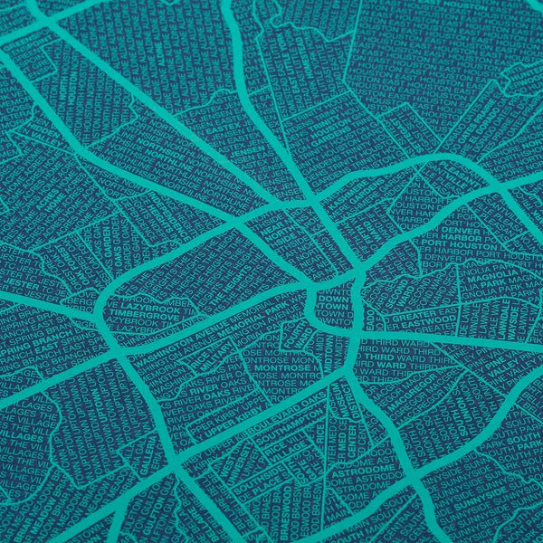 Houston Neighborhood Map Poster, Houston City Map Art Print