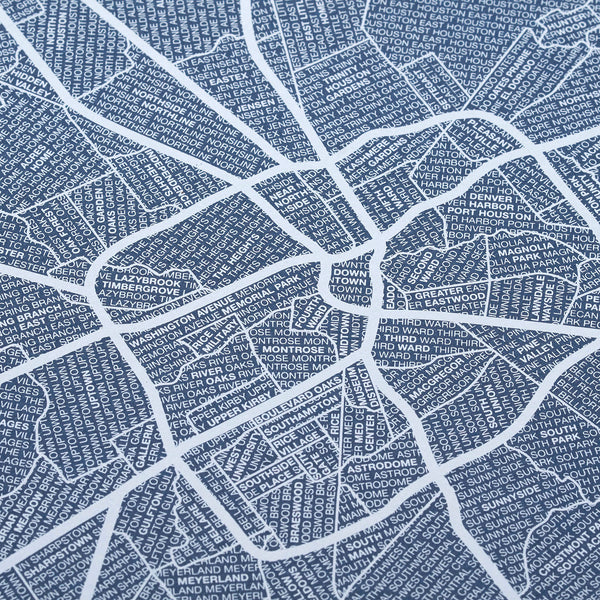 Houston Neighborhood Map Poster, Houston City Map Art Print