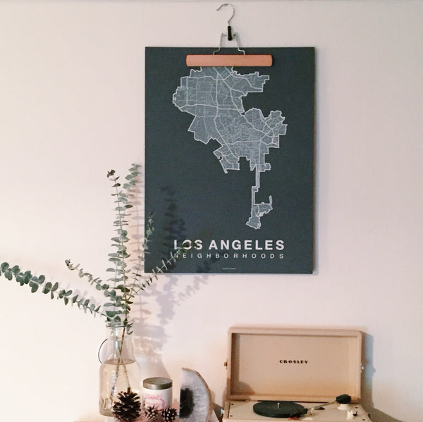 Los Angeles Neighborhood Map Poster, Los Angeles City Map Art Print