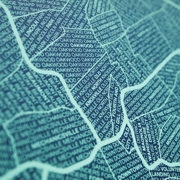 Knoxville Neighborhood Map Poster, Knoxville City Map Art Print
