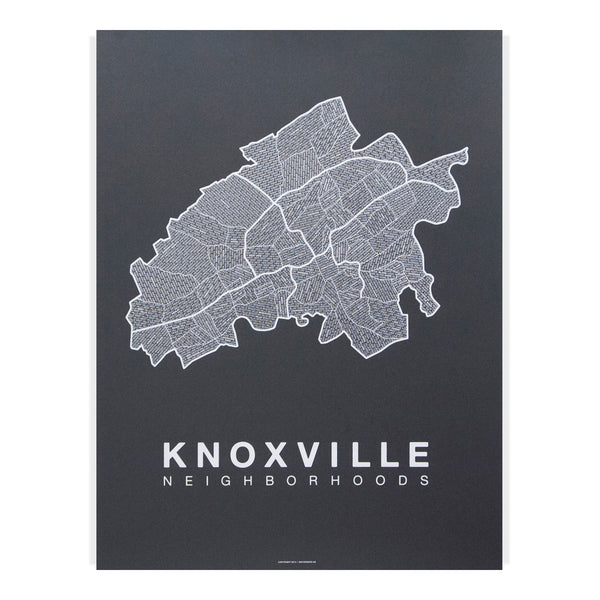 Knoxville Neighborhood Map Poster, Knoxville City Map Art Print