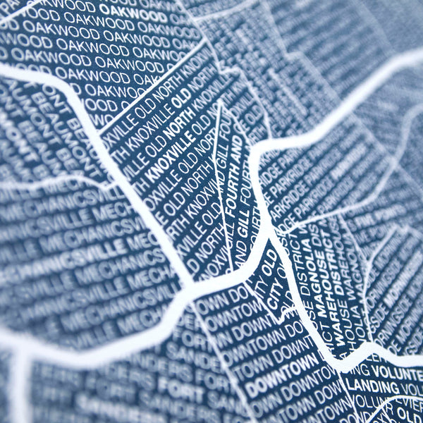 Knoxville Neighborhood Map Poster, Knoxville City Map Art Print
