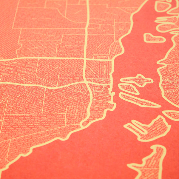 Miami Neighborhood Map Poster, Miami City Map Art Print