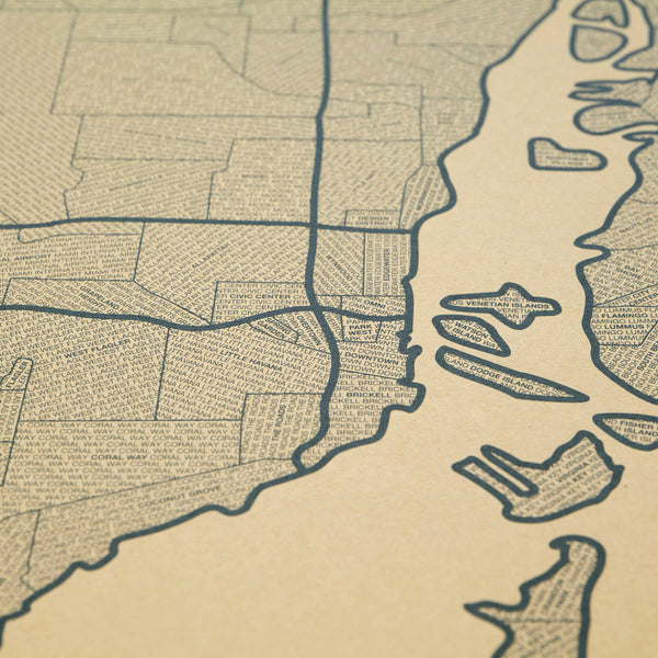 Miami Neighborhood Map Poster, Miami City Map Art Print