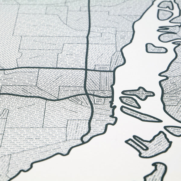 Miami Neighborhood Map Poster, Miami City Map Art Print