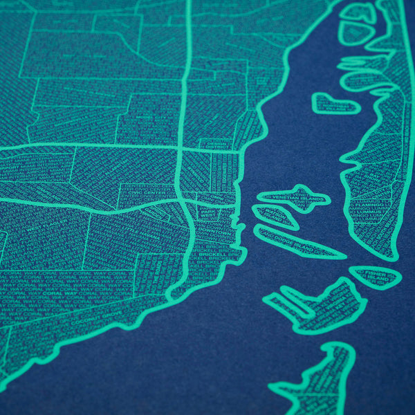 Miami Neighborhood Map Poster, Miami City Map Art Print