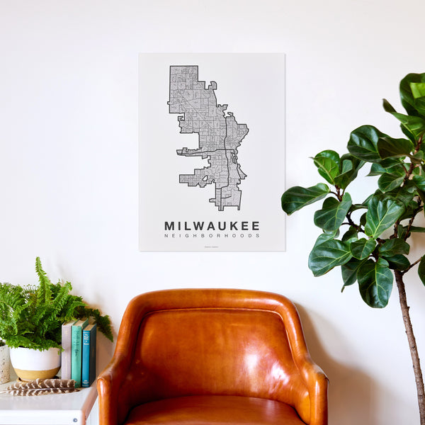 Milwaukee Neighborhood Map Poster, Milwaukee City Map Art Print