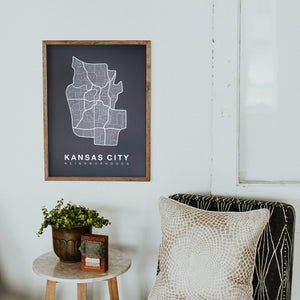 Kansas City Neighborhood Map Poster, Kansas City City Map Art Print
