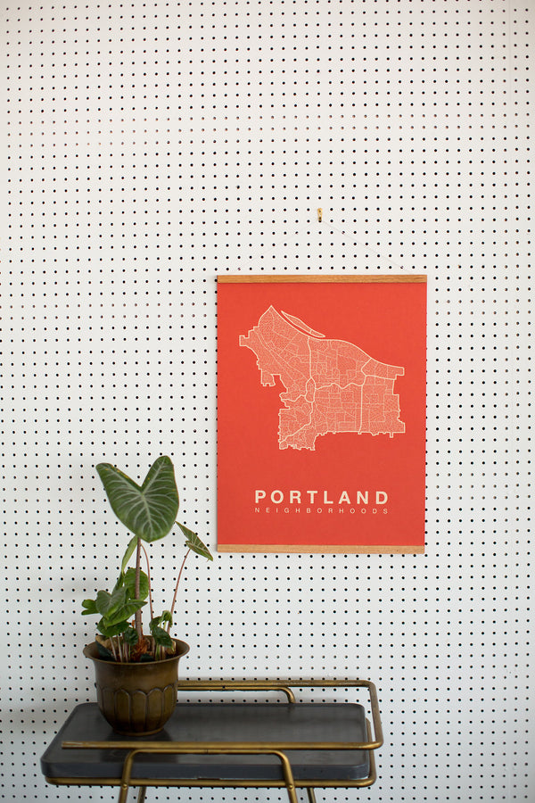 Portland Neighborhood Map Poster, Portland City Map Art Print
