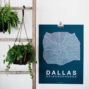 Dallas Neighborhood Map Poster, Dallas City Map Art Print