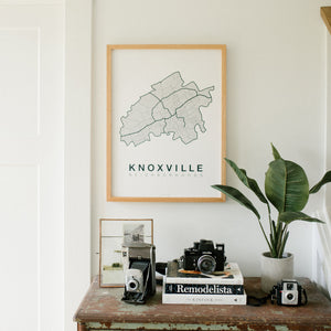 Knoxville Neighborhood Map Poster, Knoxville City Map Art Print
