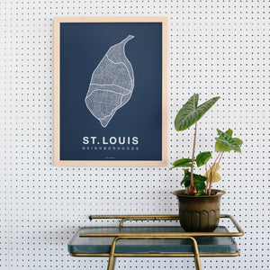 St. Louis Neighborhood Map Poster, St. Louis City Map Art Print
