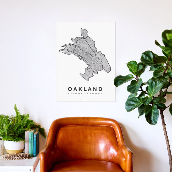 Oakland Neighborhood Map Poster, Oakland City Map Art Print