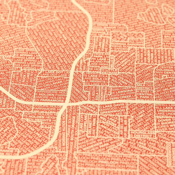 Orlando Neighborhood Map Poster, Orlando City Map Art Print