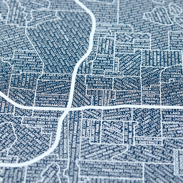 Orlando Neighborhood Map Poster, Orlando City Map Art Print
