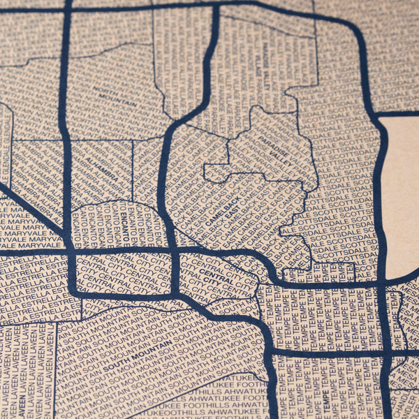 Phoenix Neighborhood Map Poster, Phoenix City Map Art Print