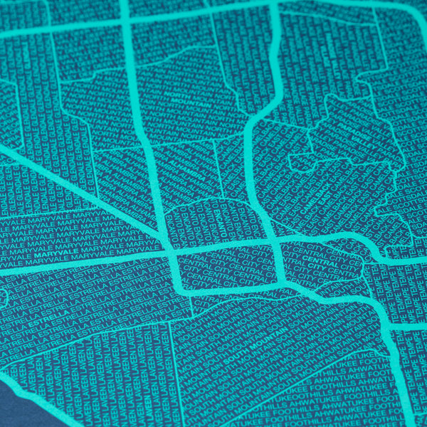 Phoenix Neighborhood Map Poster, Phoenix City Map Art Print