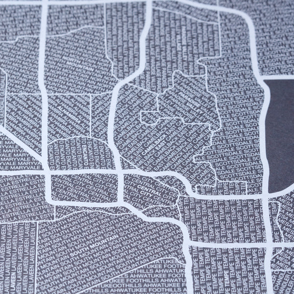 Phoenix Neighborhood Map Poster, Phoenix City Map Art Print
