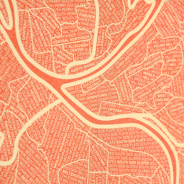 Pittsburgh Neighborhood Map Poster, Pittsburgh City Map Art Print