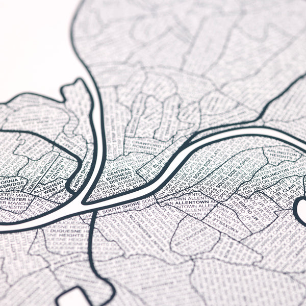 Pittsburgh Neighborhood Map Poster, Pittsburgh City Map Art Print