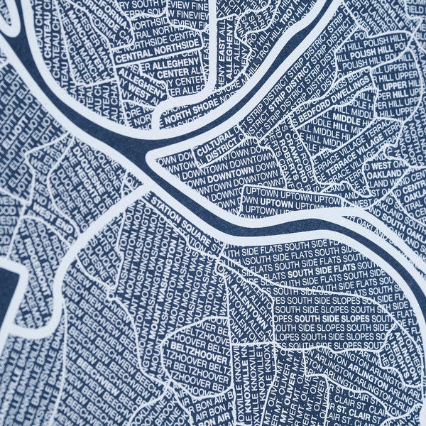 Pittsburgh Neighborhood Map Poster, Pittsburgh City Map Art Print